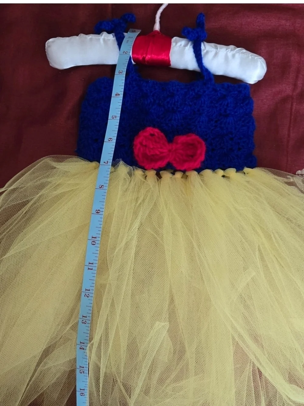 Baby Girl Snow White inspired Crochet Dress w Tulle Newborn-3 months Handmade